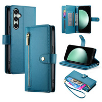 Flip case for Samsung Galaxy S24 FE, Wallet Zipper Pocket, blue