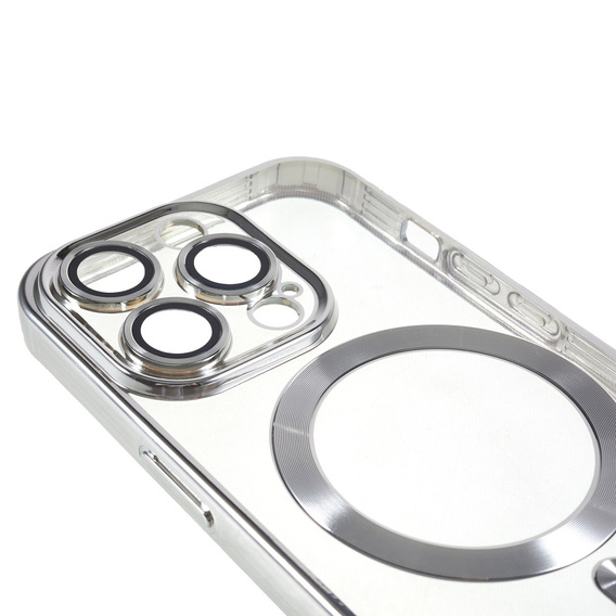 Case for iPhone 14 Pro, Electro MagSafe, silver + Screen Glass