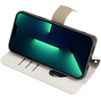 Flip case for iPhone 15, Wallet Zipper Pocket, with mirror, white