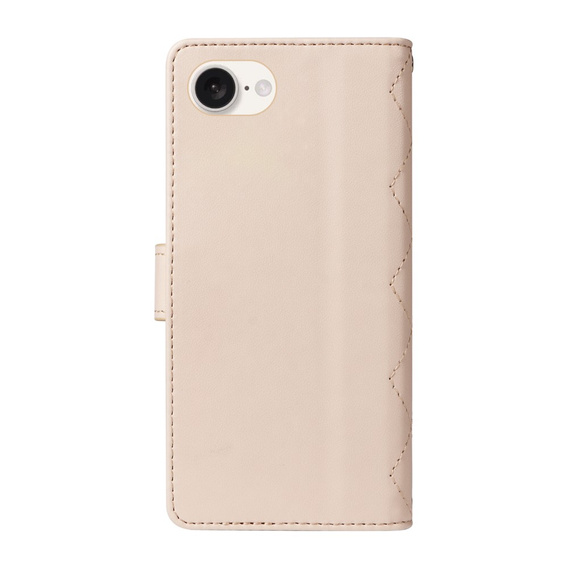 Flip case for iPhone 16E, Rhombus Crossbody Leather, beige