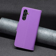 Flip case for Samsung Galaxy A15, Wallet Litchi Leather, purple + 9H glass