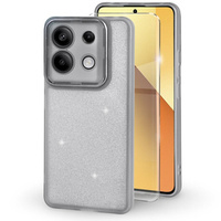 Case for Xiaomi Redmi Note 13 5G, Glittery Powder, grey + 9H tempered glass