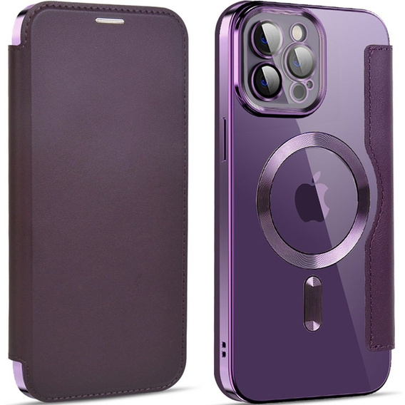 Flip case for iPhone 12 Pro Max, RFID Wallet MagSafe CamShield, purple