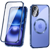 Magnetic Dual Glass MagSafe case for iPhone 16, blue
