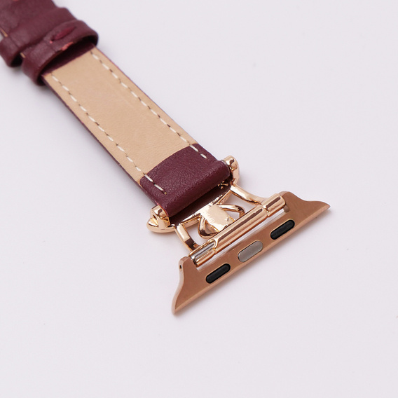 Leather Strap for Apple Watch 1/2/3/4/5/6/7/8/SE/Ultra 42/44/45/49mm, Dark red