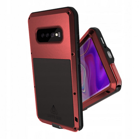 Love Mei Case for Samsung Galaxy S10+ Plus, armored with glass, red