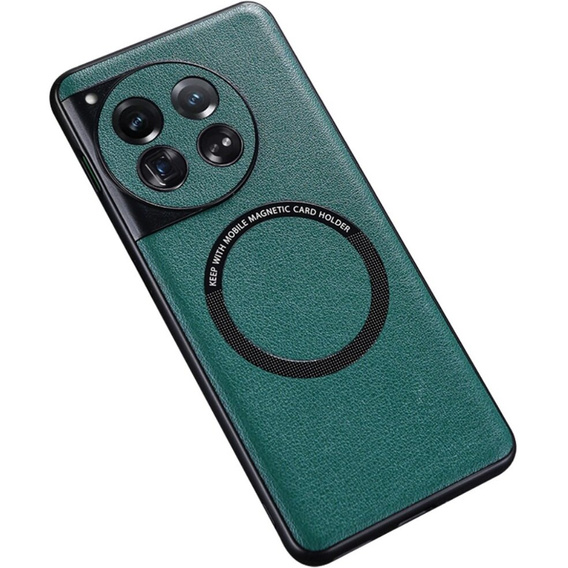 Case for OnePlus 12 5G, Leather Hybrid MagSafe, green
