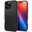 Spigen case for iPhone 16 Pro, Liquid Air, black + 9H Tempered Glass