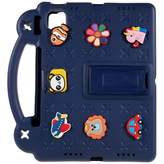 Children's case for Apple iPad Air 11" 6 gen. 2024, Cute Patterns, with stand, dark blue