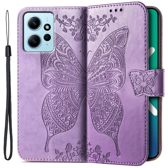 Flip case for Xiaomi Redmi Note 12 4G, Butterfly, purple