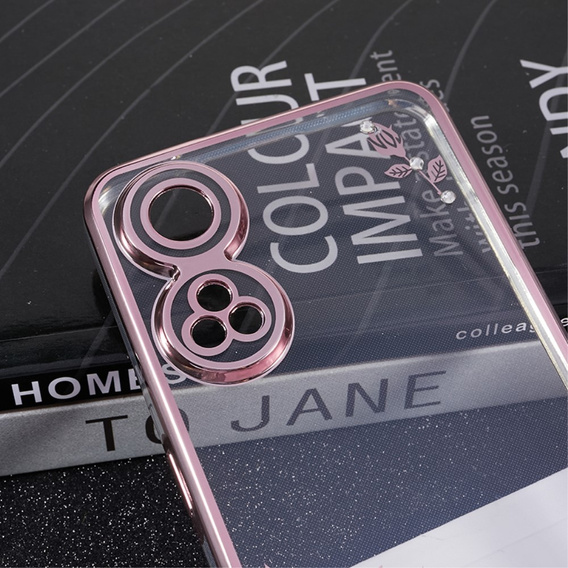 Case for Oppo Reno8 T 4G, Glitter Flower, pink rose gold