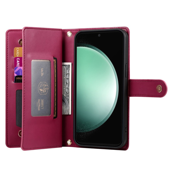 Flip case for Samsung Galaxy S25 Edge, Wallet Zipper Pocket, red