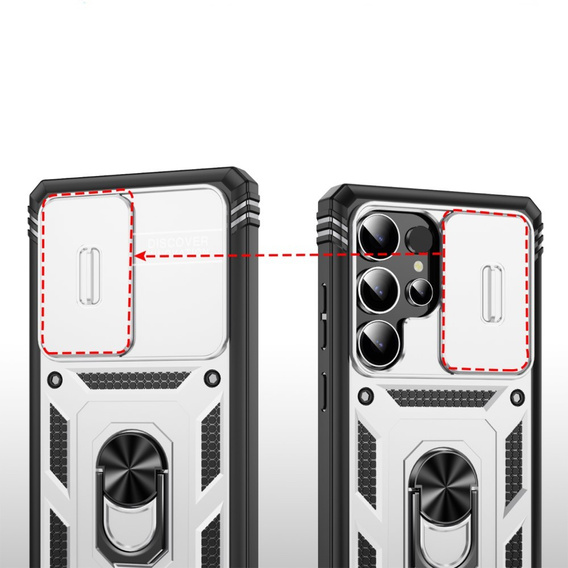 Case for Samsung Galaxy S25 Ultra, KickStand Camera Lens, white