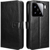 Flip case for Xiaomi 15, Crazy Horse Wallet, black