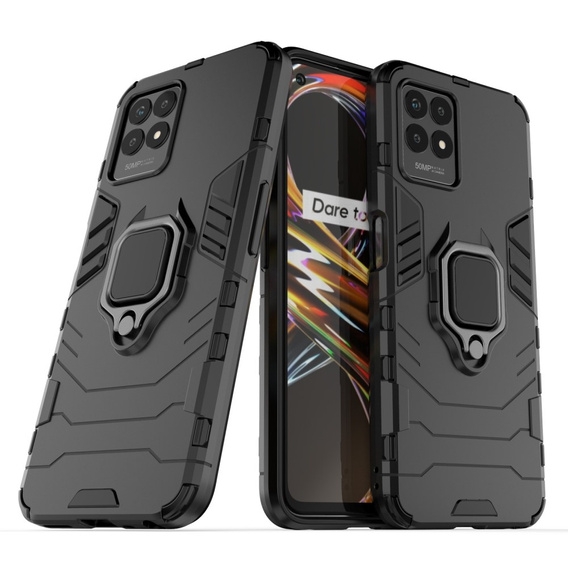 Case for Realme 8i, Kickstand Ring, black