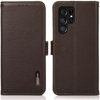 KHAZNEH RFID case for Samsung Galaxy S24 Ultra, Litchi Texture, brown