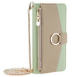 Flip case for Motorola Edge 40 Neo 5G, Wallet Zipper Pocket, with mirror, green