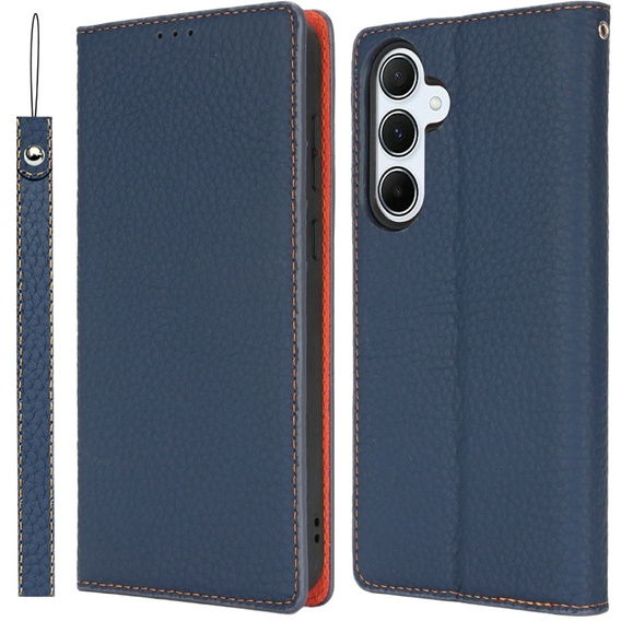 Flip case for Samsung Galaxy S25, Litchi Skin Grain, dark blue