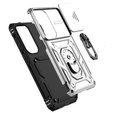 Armoured case with stand and lens cover for Samsung Galaxy S26, silver