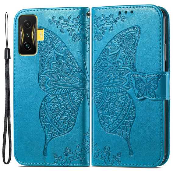 Flip case for Xiaomi Poco F4 GT, Butterfly, blue