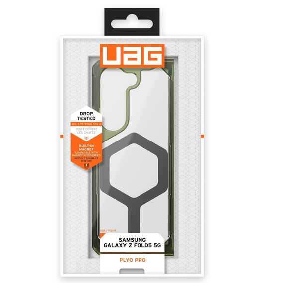 Urban Armor Gear Case for Galaxy Z Fold 5 5G, Plyo MagSafe, transparent / green