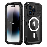 IP68 Waterproof Case for iPhone 15 Pro Max, SHELLBOX MagSafe, black