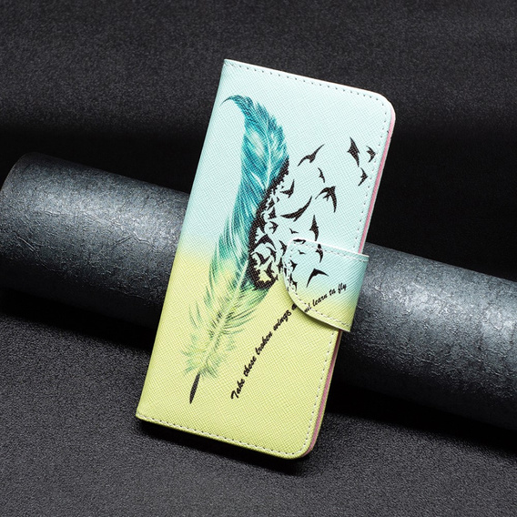 Flip case for Xiaomi Redmi 12 4G, Wallet, feather, blue