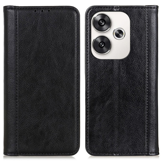 Flip case for Xiaomi Poco F6, Split Leather, black