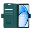 Case for Oppo A60, ERBORD Glossy Litchi, wallet with flap, green