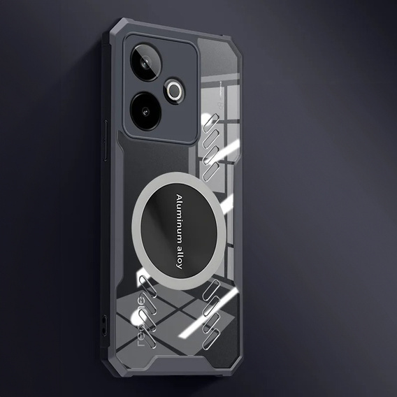 Case for Realme GT 7 / 7T, with magnetic sheet, transparent / black
