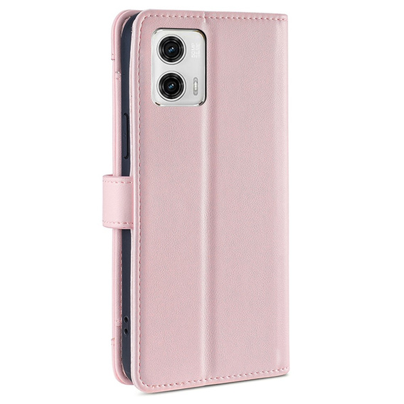 Flip case for Motorola Moto G73 5G, Wallet Zipper Pocket, pink