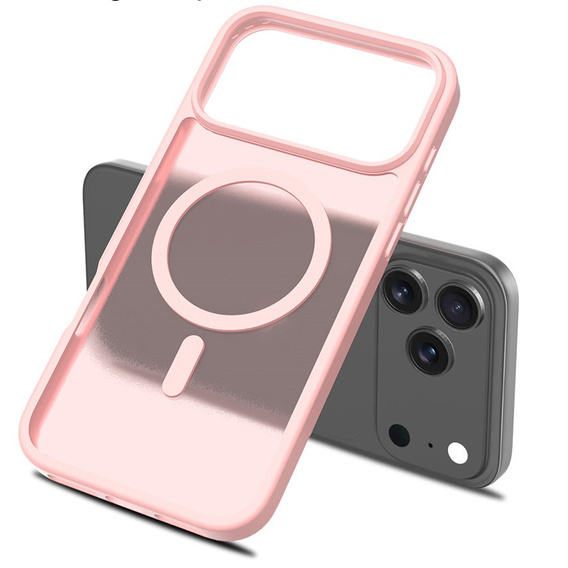 Matt Case for iPhone 17 Pro Max, for MagSafe, translucent pink
