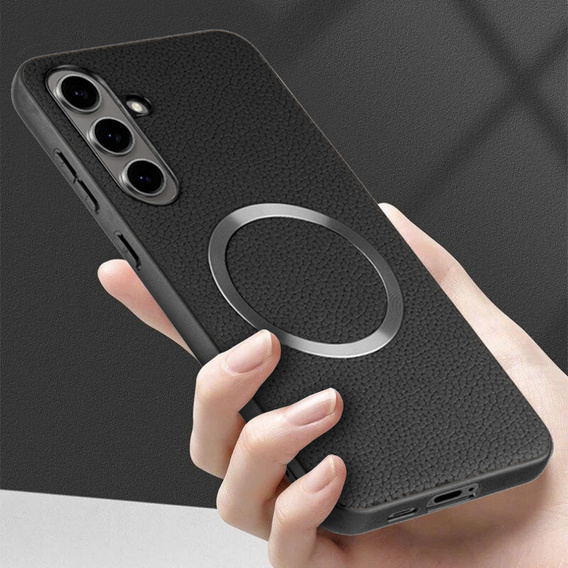 Case for Samsung Galaxy S24 FE, Leather Hybrid MagSafe, black