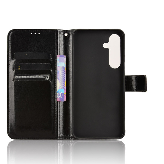 Flip case for Samsung Galaxy S25 FE, Crazy Horse Wallet, black