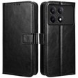 Flip case for Xiaomi Poco F6 Pro, Crazy Horse Wallet, black