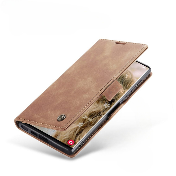 CASEME case for Samsung Galaxy S22 Ultra, Leather Wallet Case, brown