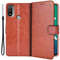Flip case for Motorola Moto E20/E30/E40, Crazy Horse Wallet, brown