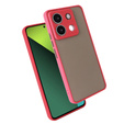 Silicone case for Xiaomi Redmi Note 13 Pro 5G, with camera protection, transparent / red + Tempered Glass 9H