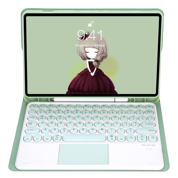 Case + keyboard Samsung Galaxy Tab S6 Lite 2020 P610/P615 / S6 Lite 2022 10.4, Touchpad Pen Slot, light green