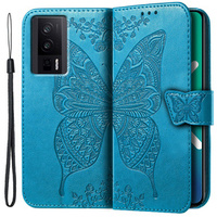Flip case for Xiaomi Poco F5 Pro, Butterfly, blue