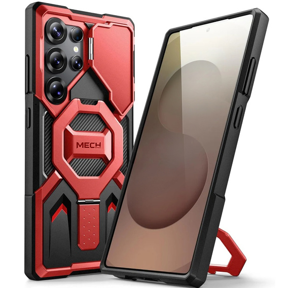 Case for Samsung Galaxy S25 Ultra Tongate MECH MagSafe Series - Red + 9H Tempered Glass