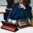 Flip case for Samsung Galaxy S25 Ultra, QIALINO Leather Wallet, dark brown