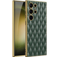 Case for Samsung Galaxy S24 Ultra, Leather Rhombus, green