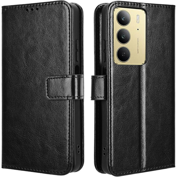 Flip case for Realme 14X / Realme C75, Crazy Horse Wallet, black