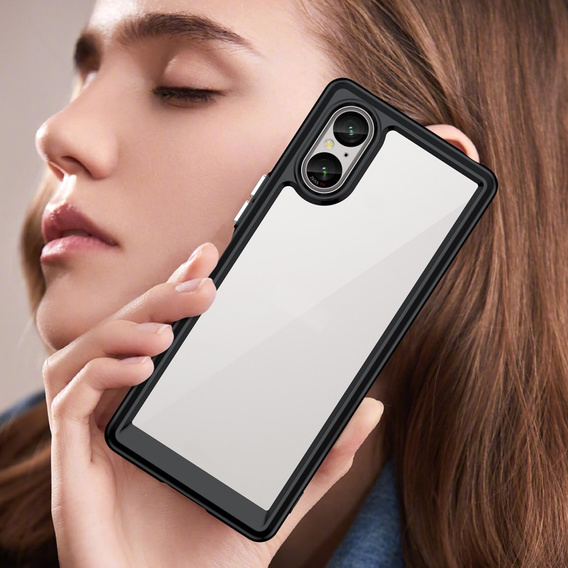 Case for Sony Xperia 5 V, Fusion Hybrid, transparent / black