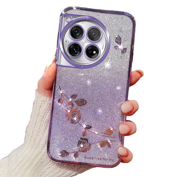 Case for OnePlus 12 5G, Glitter Flower, purple