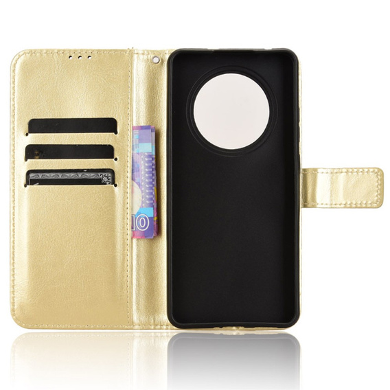 Flip case for Oppo Reno 12FS / 12F, Crazy Horse Wallet, gold