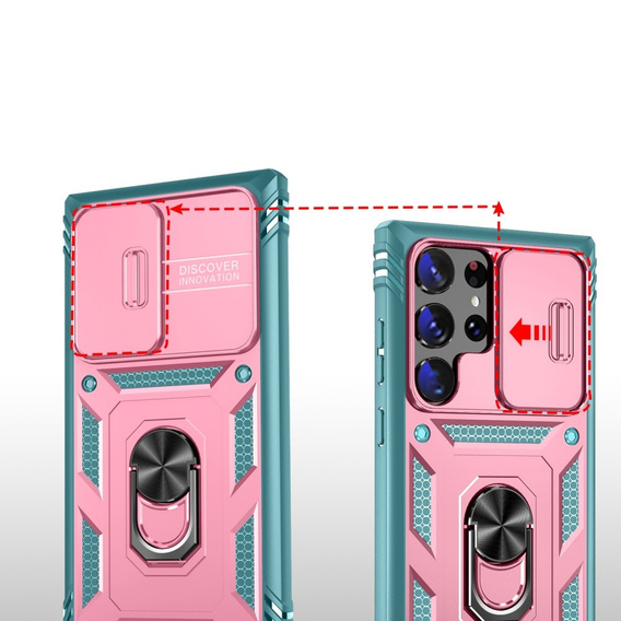 Case for Samsung Galaxy S24 Ultra, CamShield Slide, green / pink