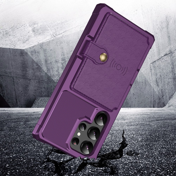 Case for Samsung Galaxy S24 Ultra, Card Holder Kickstand, purple