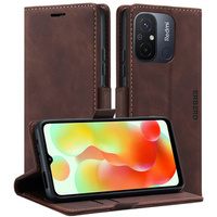 Case for Xiaomi Redmi 12C, ERBORD Vintage, wallet with flap, coffee